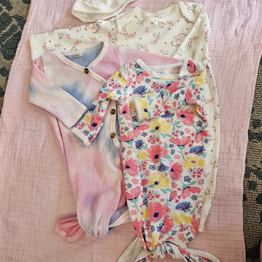Floral and Tie-Dye Baby Onesies Set